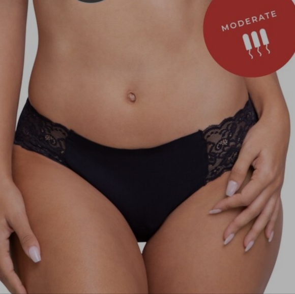 LEAK PROOF LACE CHEEKY BLACK SIZE XS - Picture 2 of 8